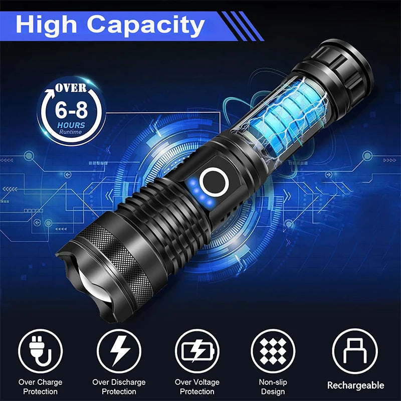 LED Torch Rechargeable | Super Bright Tactical Flashlight