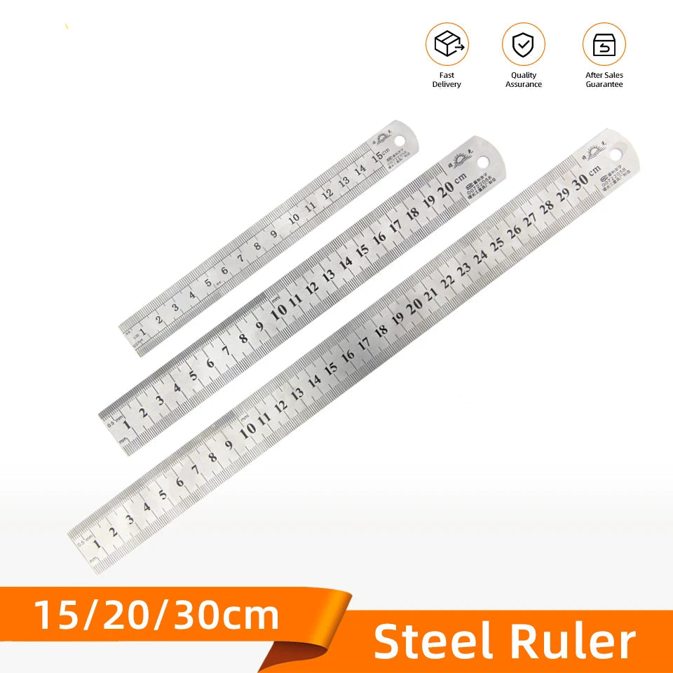 Straightedge Double Side Scale Metal Ruler | Stainless Steel Measuring Tool