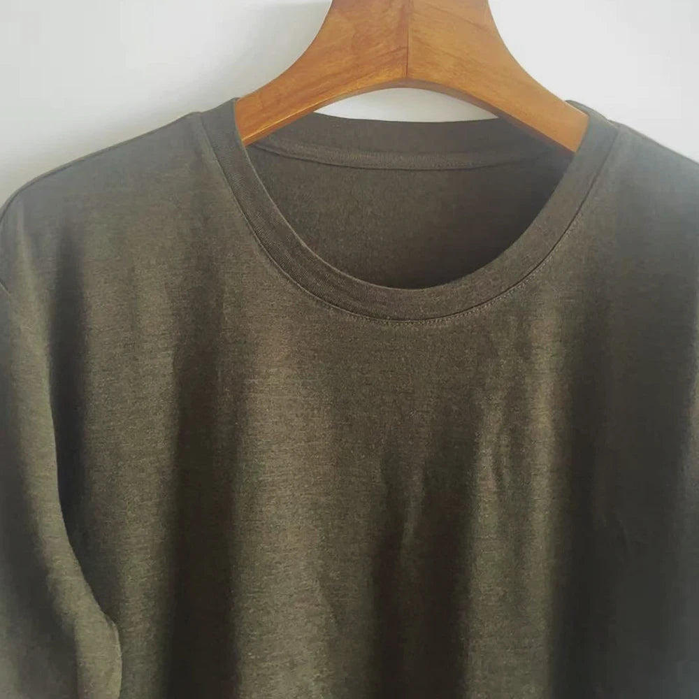 100% Merino Wool T shirt Men Base Layer Merino Shirt Wicking Breathable Quick Dry Anti-Odor No-itch Big USA Size