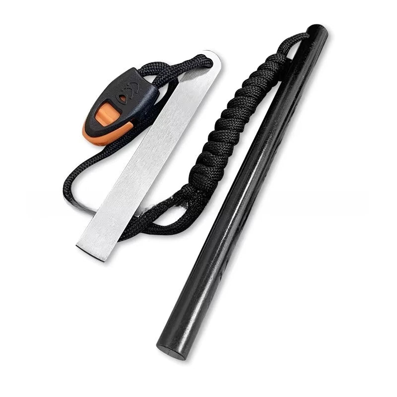 10x150mm Outdoor Flint Magnesium Fire Starter | EDC Survival Kit with Scraper & Whistle