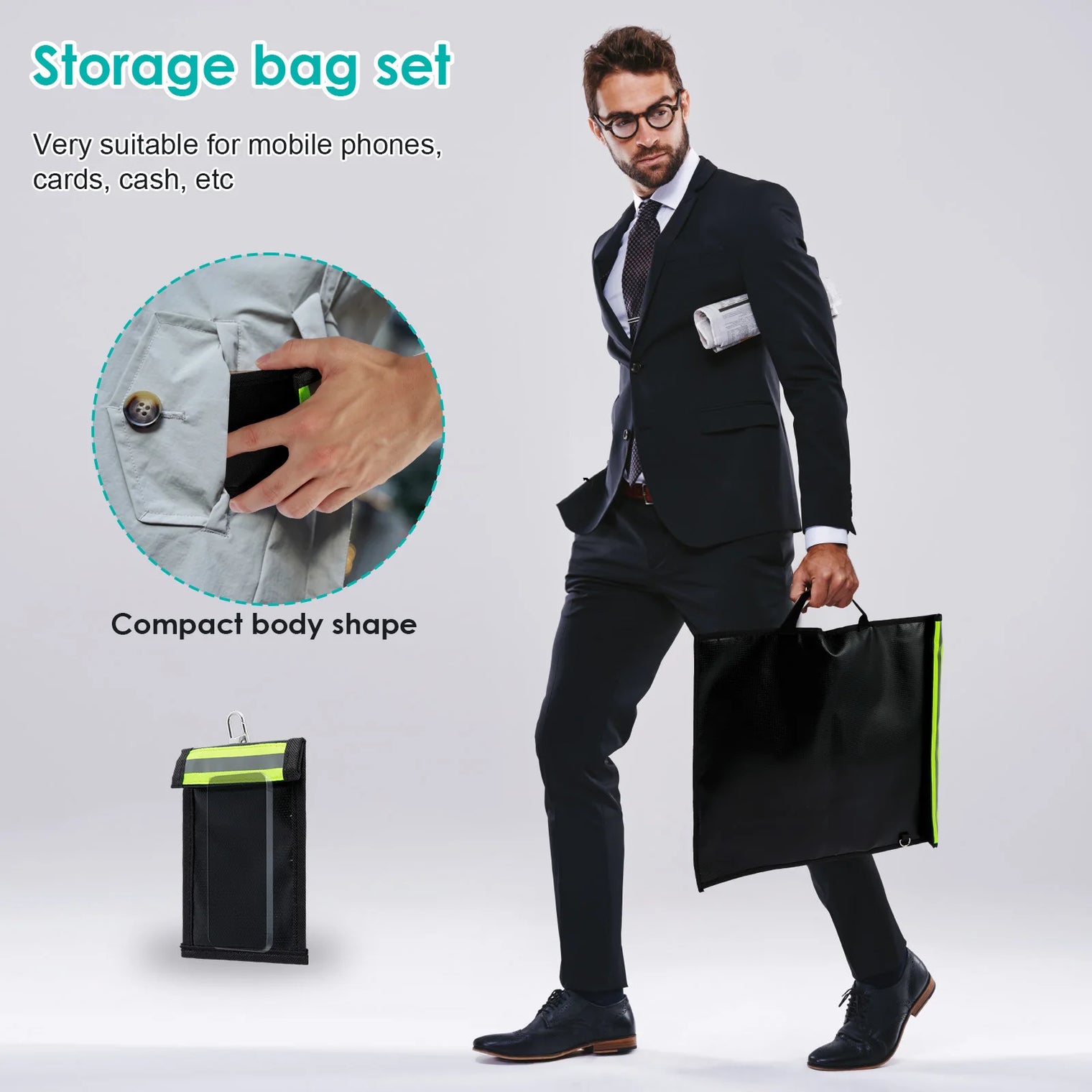 Faraday Bags for Phones & Car Keys | 5-Pack EMP & RFID Signal Blocking Pouches