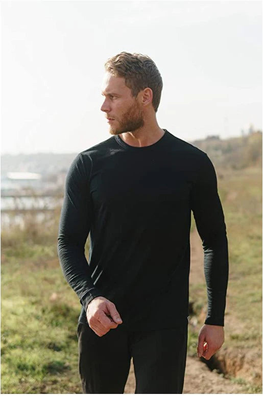 Merino Wool Base Layer Set | Men’s Long Sleeve Thermal Top & Hiking Socks