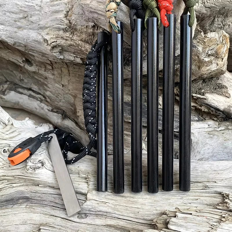 10x150mm Outdoor Flint Magnesium Fire Starter | EDC Survival Kit with Scraper & Whistle