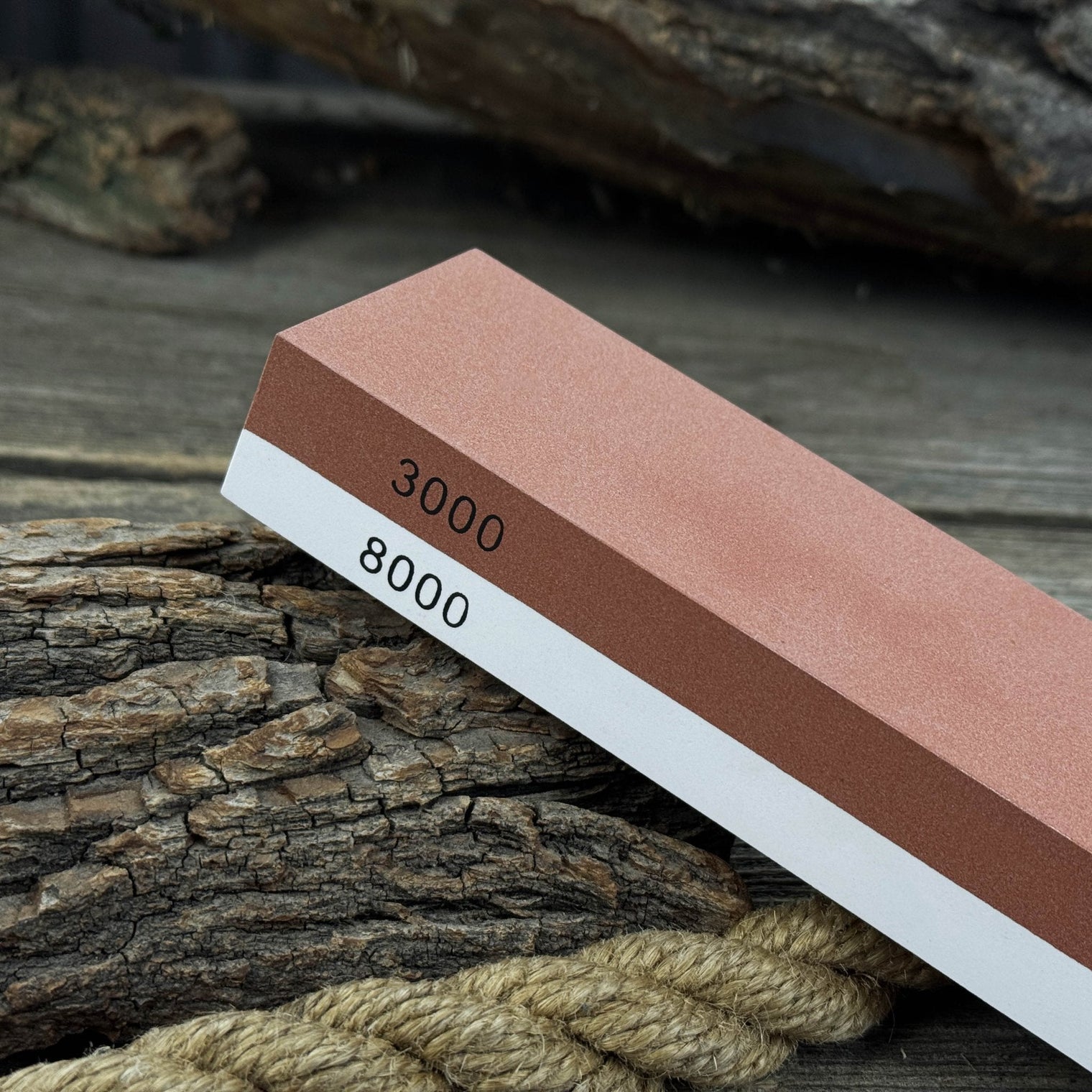 Double-Sided Sharpening Stone with Optional Wooden Stand – Grit #3000 / #8000