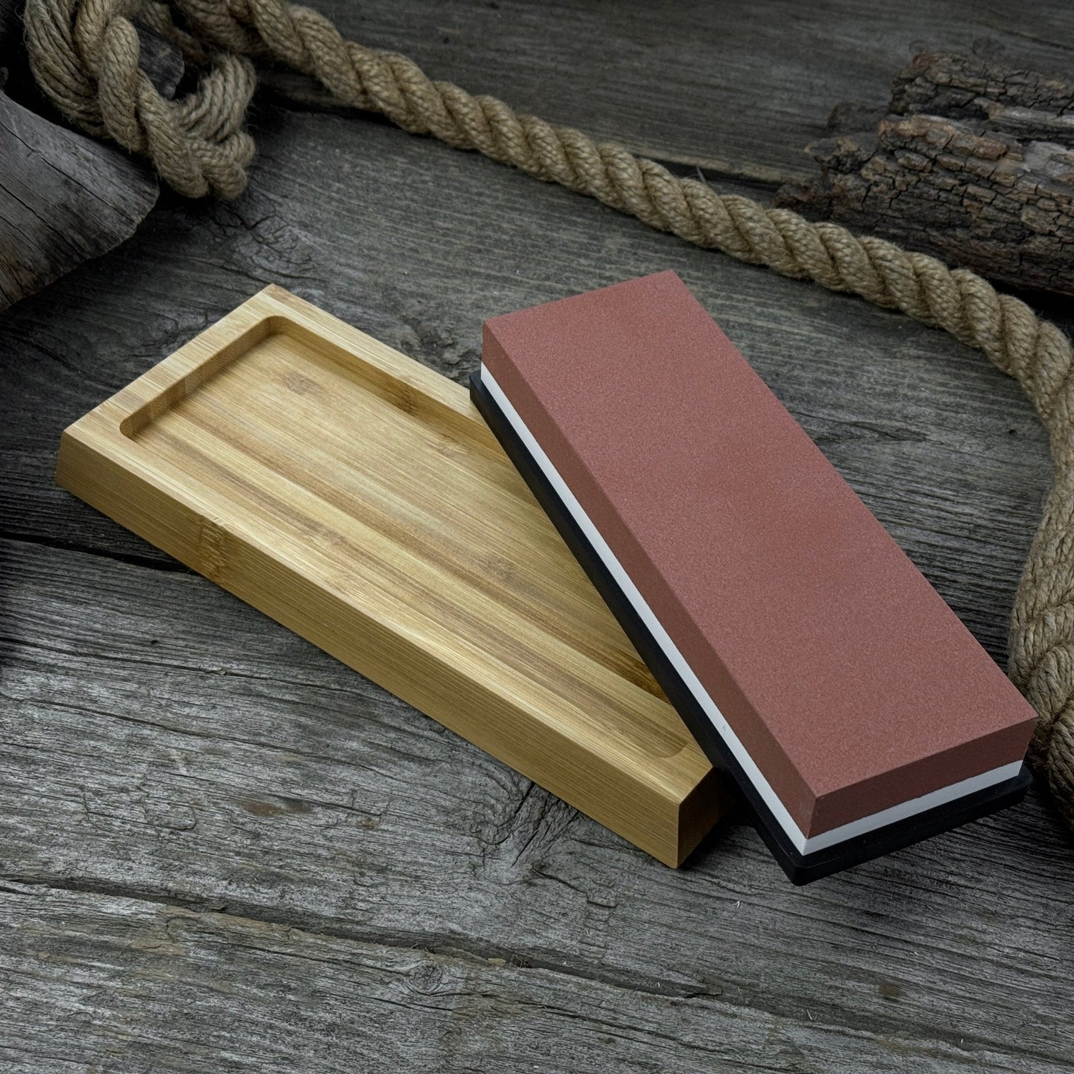 Double-Sided Sharpening Stone with Optional Wooden Stand – Grit #3000 / #8000