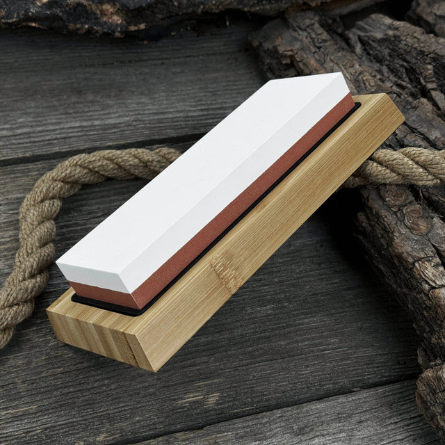 Double-Sided Sharpening Stone with Optional Wooden Stand – Grit #3000 / #8000