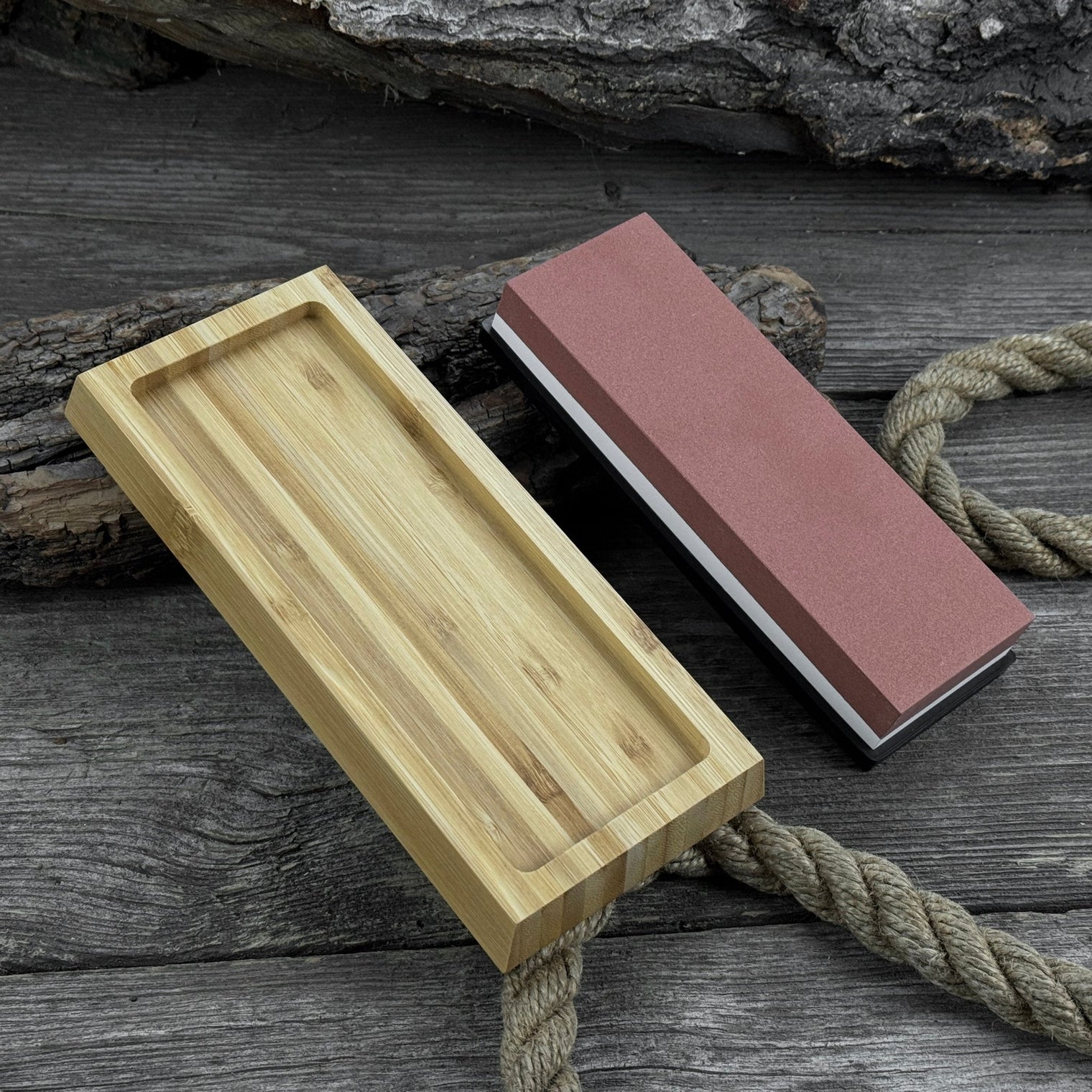 Double-Sided Sharpening Stone with Optional Wooden Stand – Grit #3000 / #8000