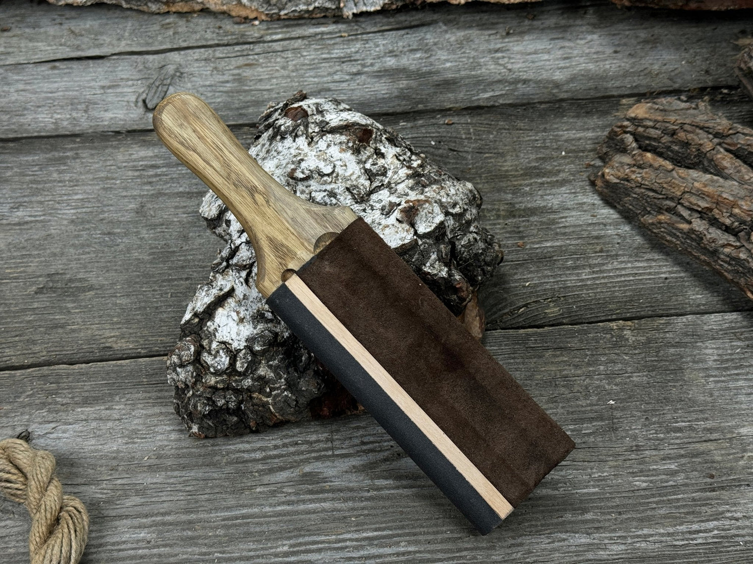 Dual-Sided Leather Paddle Strop For Hook Knives & Gouges