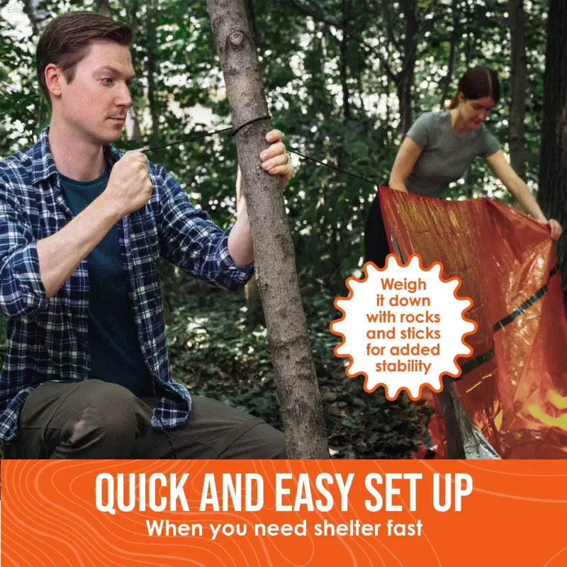 Go Time Gear 2-Person Waterproof Emergency Survival Tent with Thermal Protection for Camping and Hiking