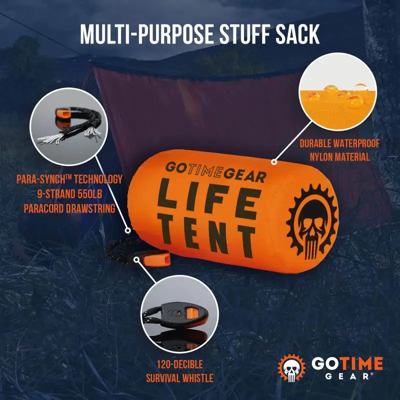 Go Time Gear 2-Person Waterproof Emergency Survival Tent with Thermal Protection for Camping and Hiking