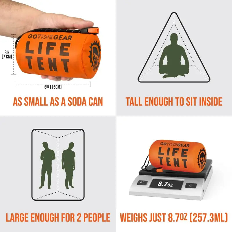 Go Time Gear 2-Person Waterproof Emergency Survival Tent with Thermal Protection for Camping and Hiking