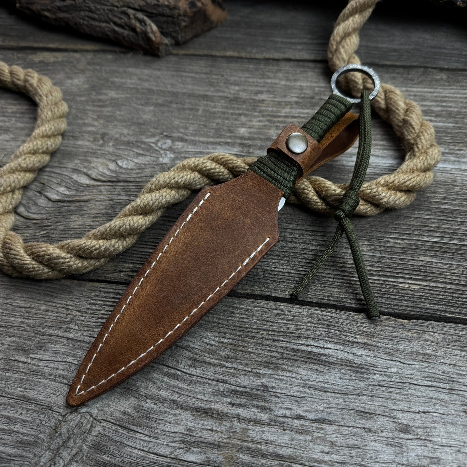 Hand-Forged Throwing Knife – 23 cm (9 in) with Leather Belt Sheath