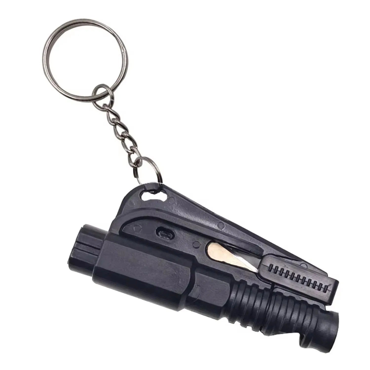 The EDC Outpost ini 3-in-1 Safety Hammer Keychain – Glass Breaker, Seatbelt Cutter & Emergency Survival Whistle