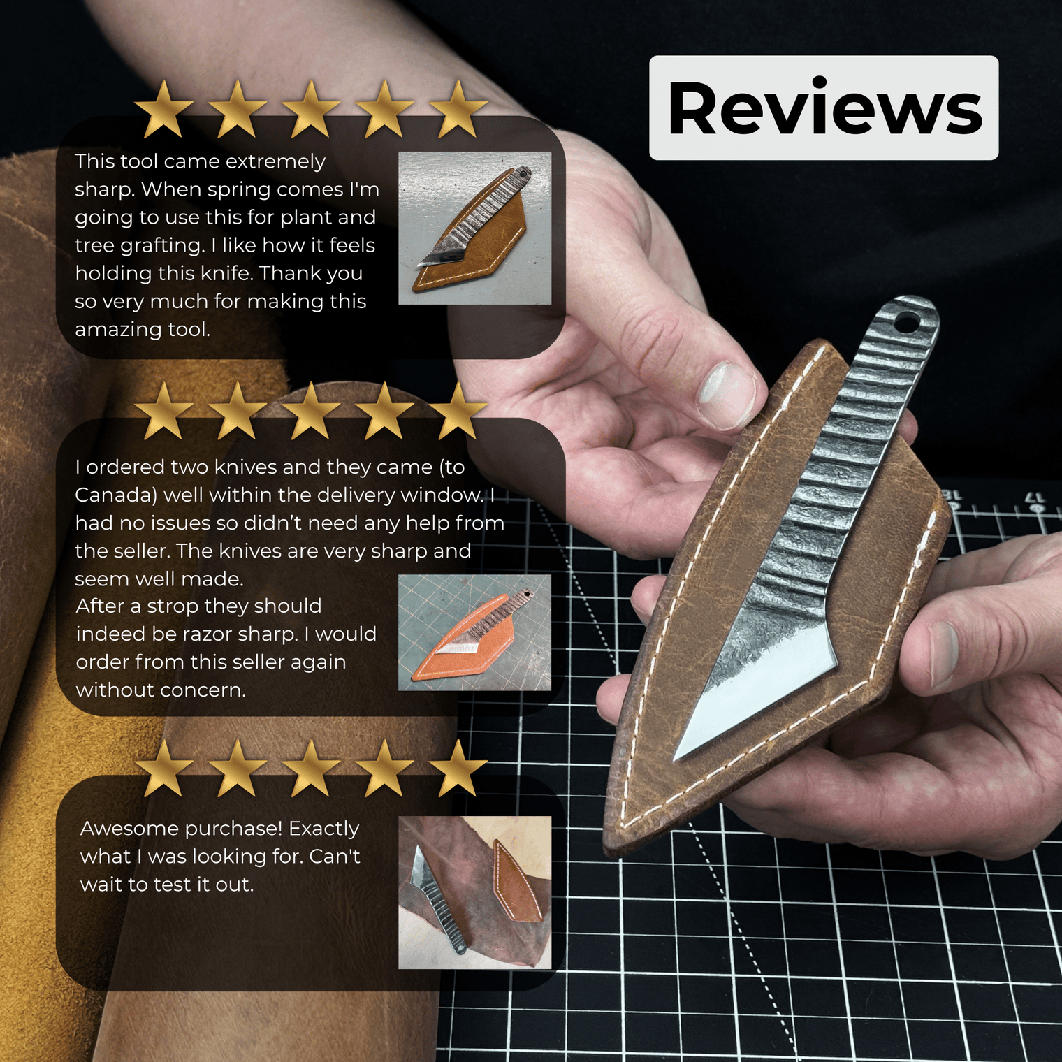 Marking Knife Kiridashi with leather sheath, 4 cm (1.57 inches)