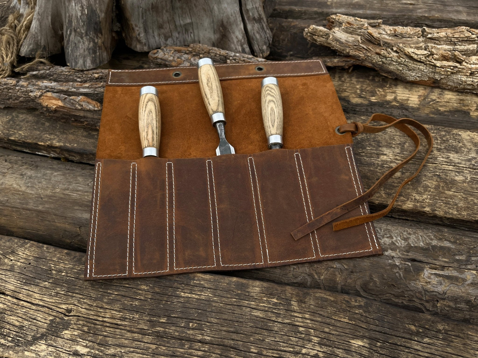 6 Pocket Leather Chisel Roll