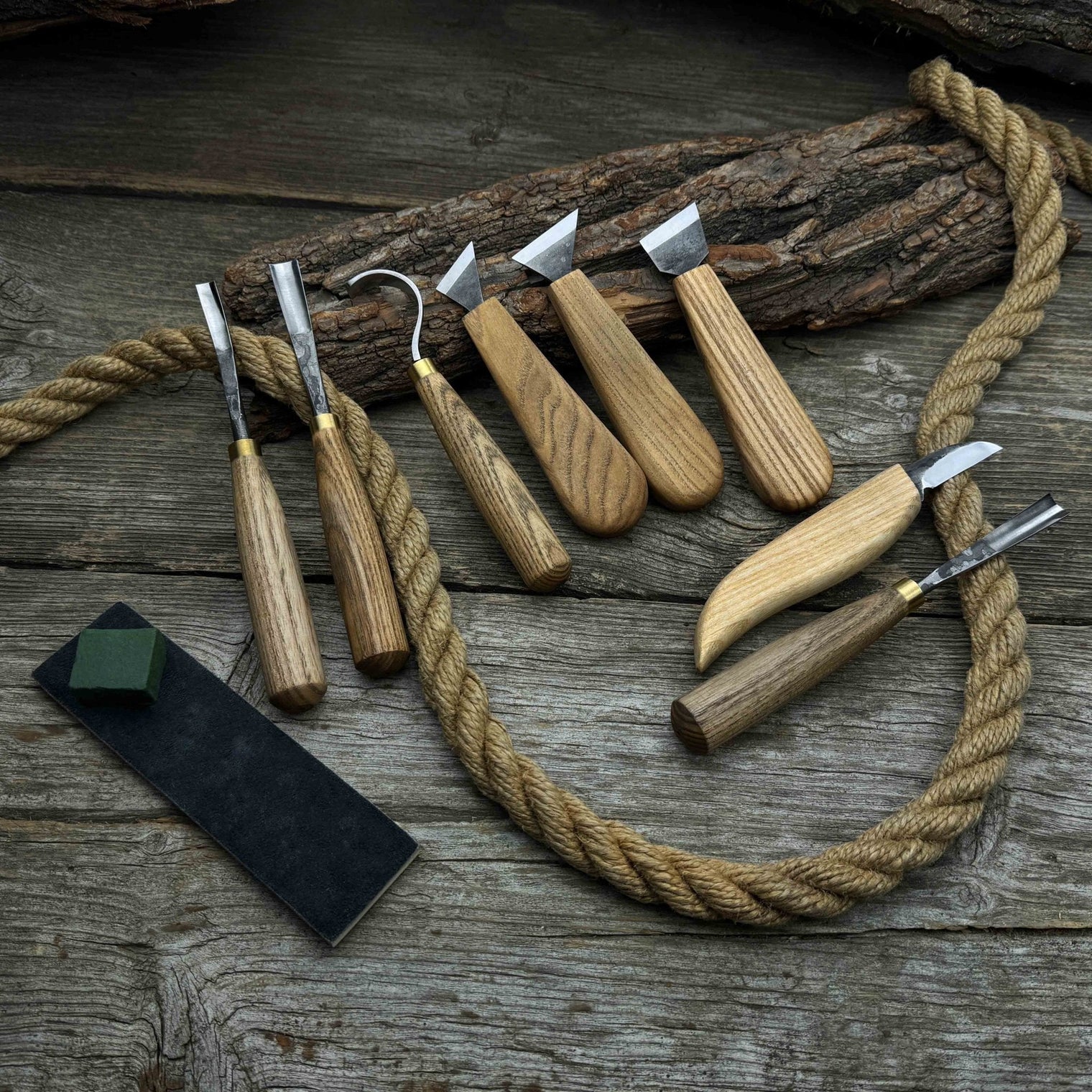 8-Piece Spoon Carving Tool Set with Sharpening Board