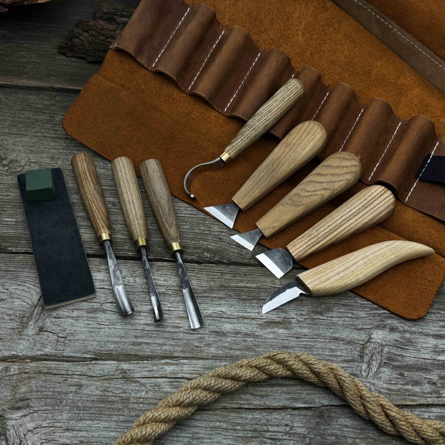 8-Piece Spoon Carving Tool Set with Sharpening Board