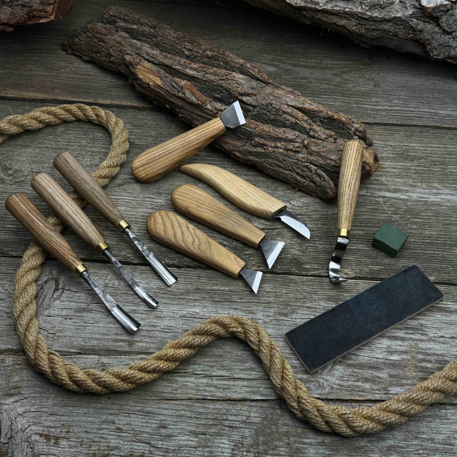 8-Piece Spoon Carving Tool Set with Sharpening Board