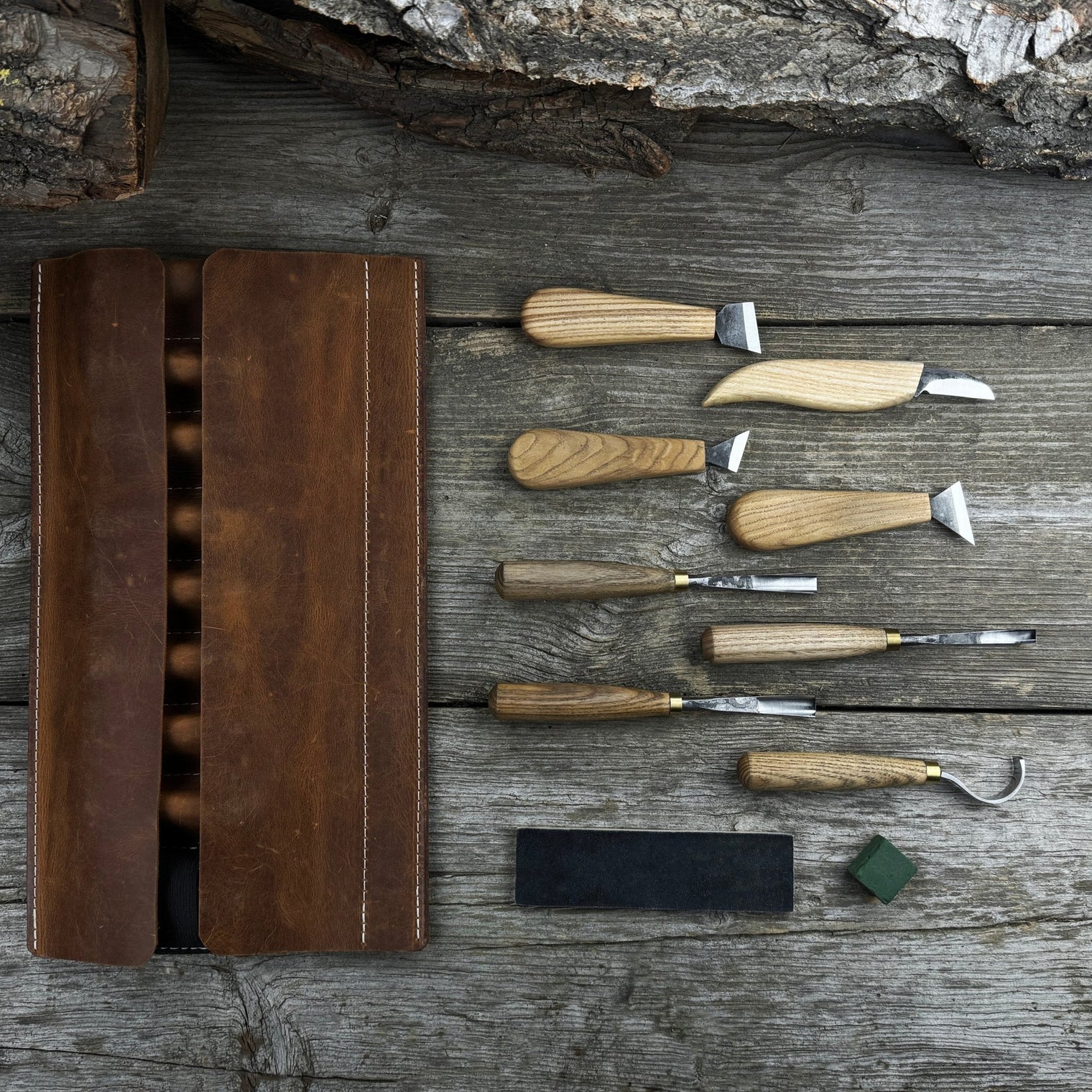 8-Piece Spoon Carving Tool Set with Sharpening Board