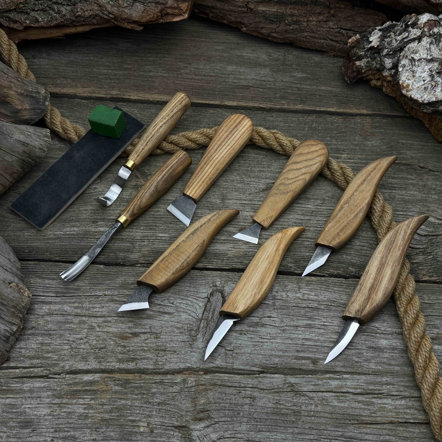 9-Piece Spoon Carving Tool Set with Sharpening Board