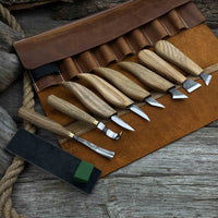 9-Piece Spoon Carving Tool Set with Sharpening Board