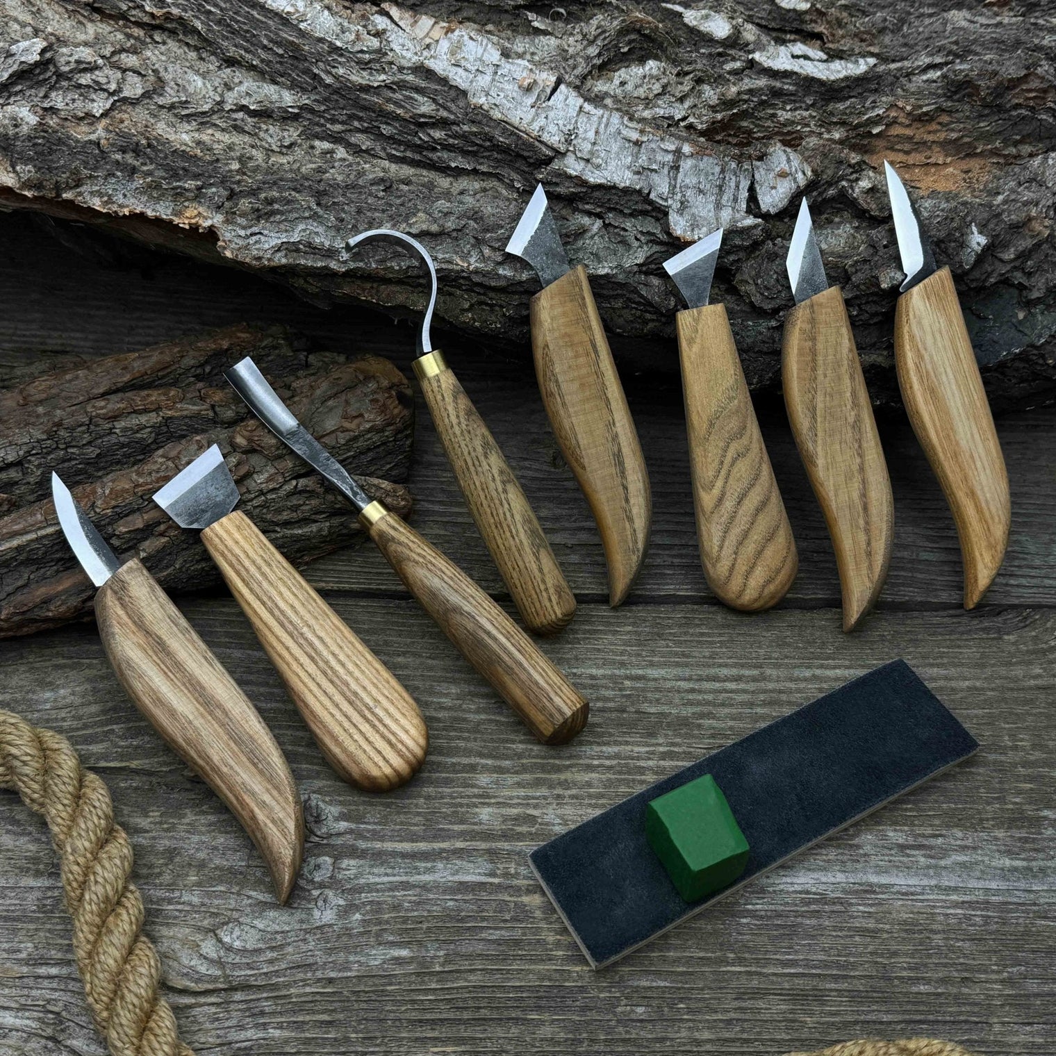 9-Piece Spoon Carving Tool Set with Sharpening Board