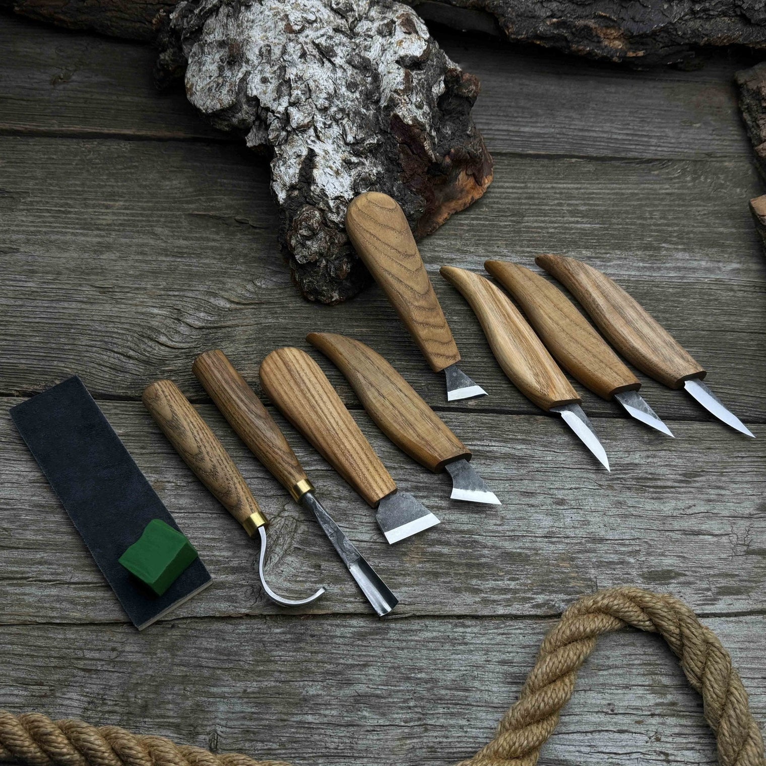 9-Piece Spoon Carving Tool Set with Sharpening Board