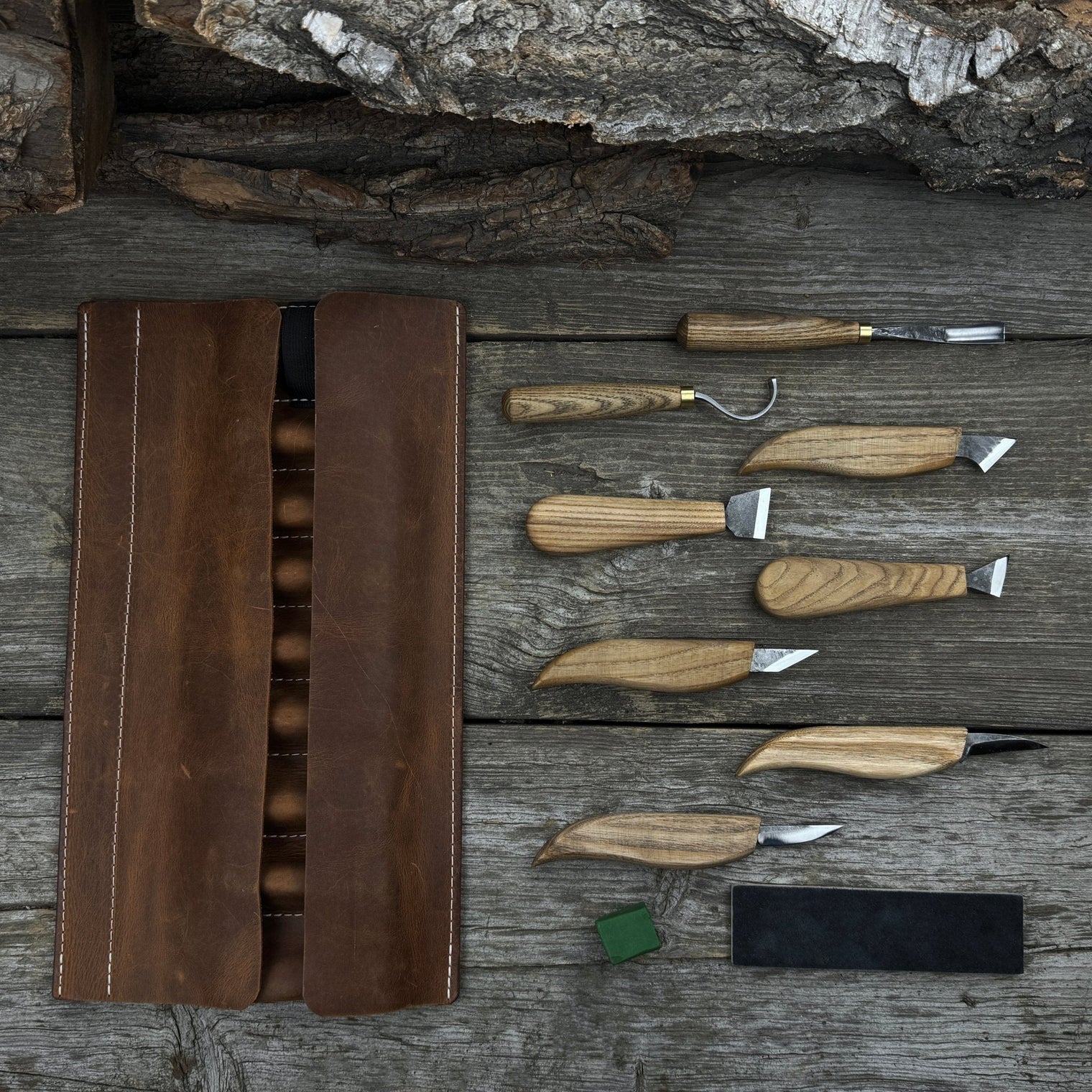 9-Piece Spoon Carving Tool Set with Sharpening Board