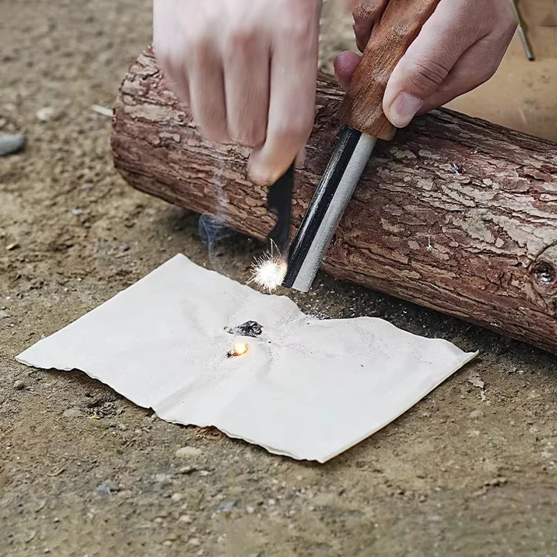 Flint Magnesium Fire Starter | Multifunctional EDC Survival Tool with Paracord Handle & Emergency Whistle