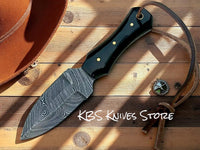 Handcrafted Damascus Steel Cowboy Utility Tool – 6.2" Bone Handle Collectible