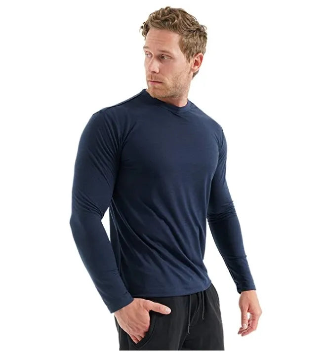 100% Merino Wool Base Layer Men Merino Wool Long Sleeve 240G Midweight Thermal Underwear Wicking Breathable Top + Hiking Socks