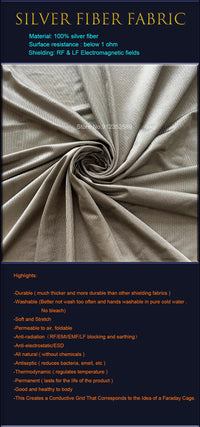 Silver Fiber Fabric EMF Reducing | Anti-Radiation Conductive Stretch Fabric