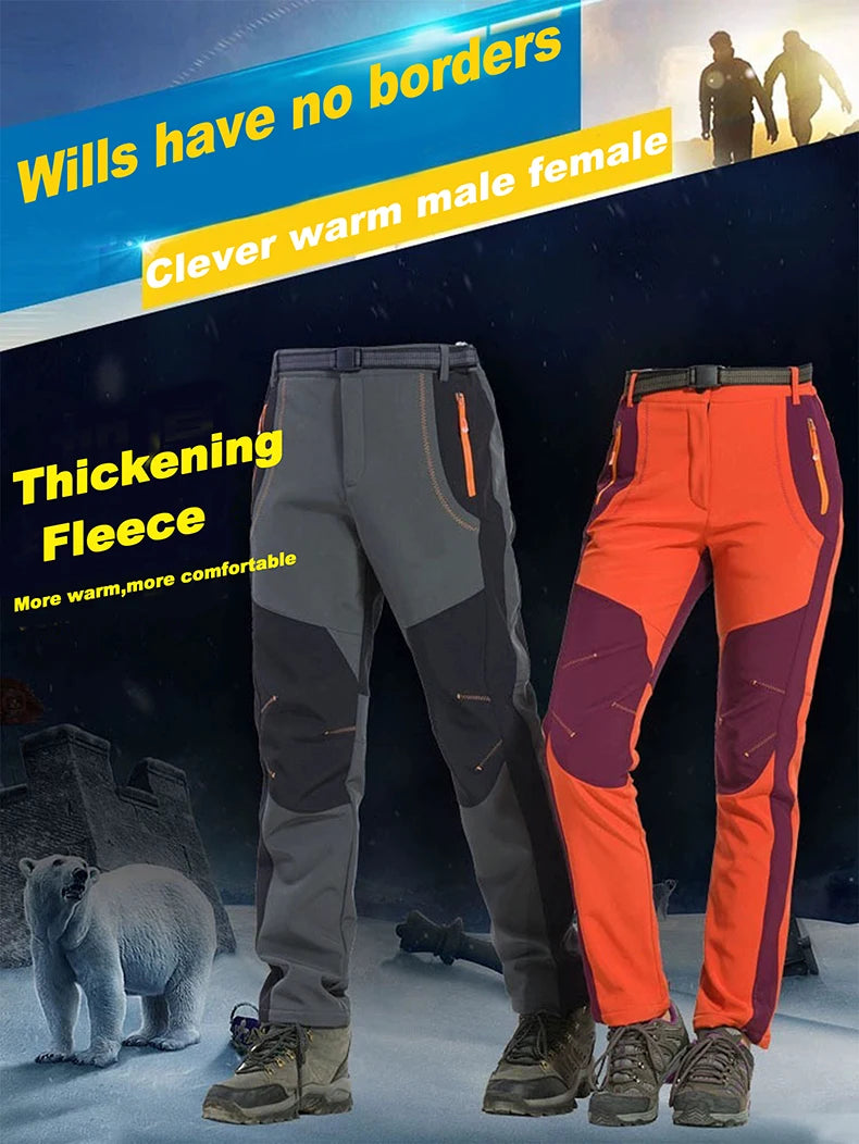 LNGXO Thick Warm Fleece Hiking Pants | Waterproof & Windproof Outdoor Pants
