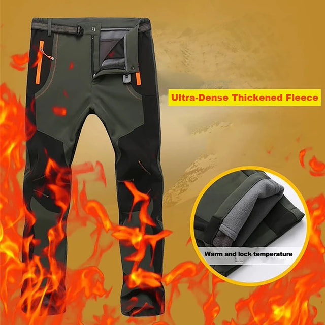LNGXO Thick Warm Fleece Hiking Pants | Waterproof & Windproof Outdoor Pants