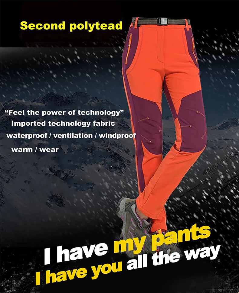 LNGXO Thick Warm Fleece Hiking Pants | Waterproof & Windproof Outdoor Pants