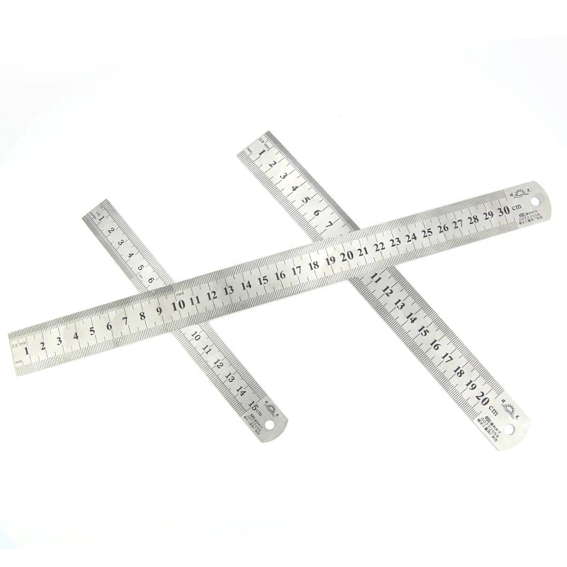 Stainless Steel Metal Ruler | Double-Sided Straightedge Scale (0–15 / 25 / 30 cm)