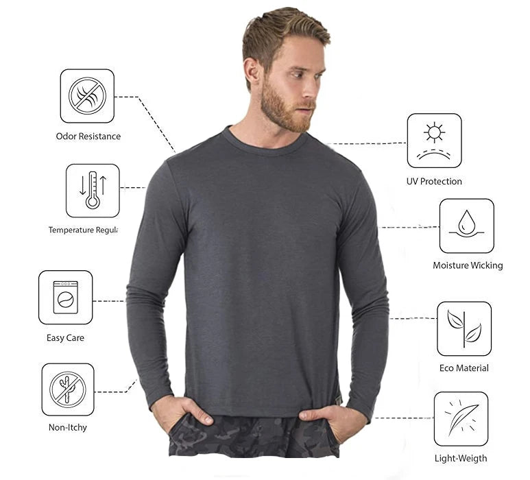 Merino Wool Base Layer Set | Men’s Long Sleeve Thermal Top & Hiking Socks