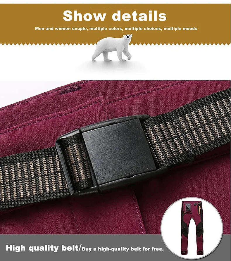 LNGXO Thick Warm Fleece Hiking Pants | Waterproof & Windproof Outdoor Pants