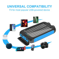 10000mAh Solar Power Bank | Waterproof Emergency Charger with Dual USB