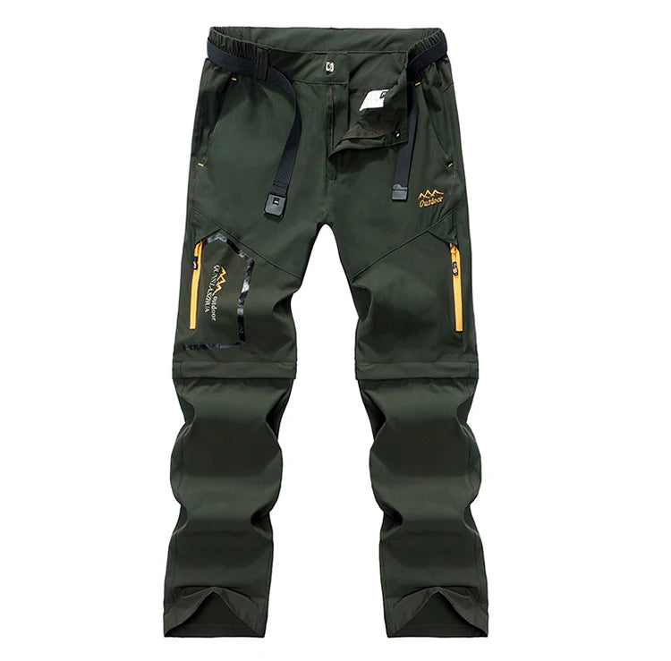Men's Convertible Cargo Tactical Pants, Water Resistant Outdoor Hiking Pants, Zip Off Lightweight Stretch Work