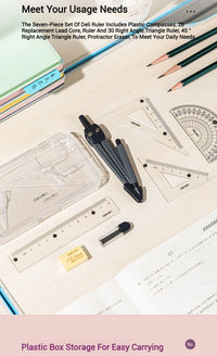 Geometry Box Math Compass Set | 8-Piece Student Supplies