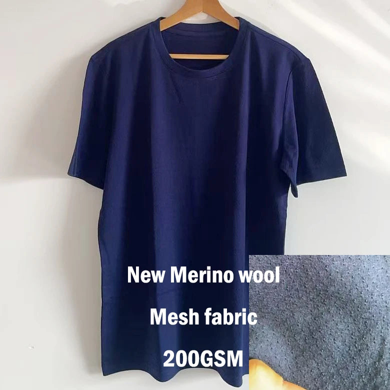 100% Merino Wool T shirt Men Base Layer Merino Shirt Wicking Breathable Quick Dry Anti-Odor No-itch Big USA Size