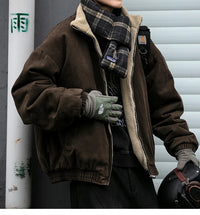 Japanese Vintage MenPolar Wool Jacket Winter High Quality Coat Thick Korean Streetwear Loose Couple Fashionable Male Warm Jacket