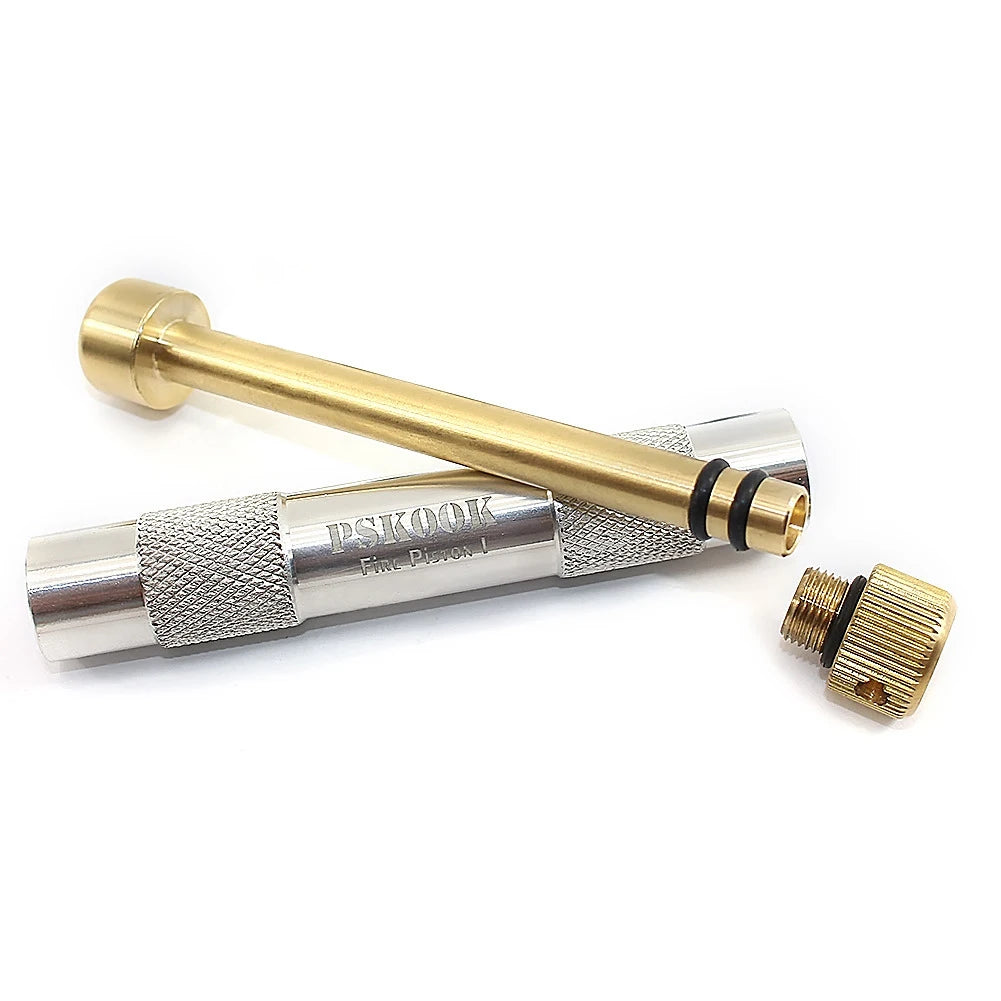 Brass Fire Piston Kit Portable Ignited Piston Firearm Useful Air Compression Fire Tube Survival Tool for Outdoor Travel
