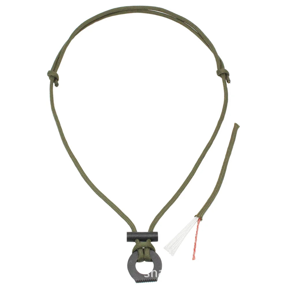 Survival Fire Starter Paracord Necklace | Flint & Steel EDC Tool
