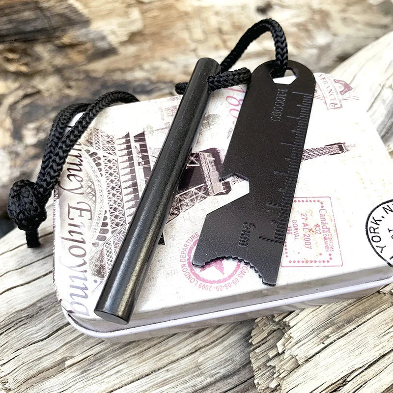 Fire Steel Magnesium Rod | Spark Steel with Chain & Compass