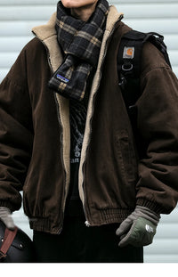 Japanese Vintage MenPolar Wool Jacket Winter High Quality Coat Thick Korean Streetwear Loose Couple Fashionable Male Warm Jacket