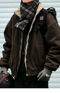 Japanese Vintage MenPolar Wool Jacket Winter High Quality Coat Thick Korean Streetwear Loose Couple Fashionable Male Warm Jacket