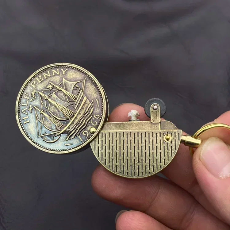 Retro Coin Kerosene Torch Lighter | Mini Portable Keychain Cigarette Lighter