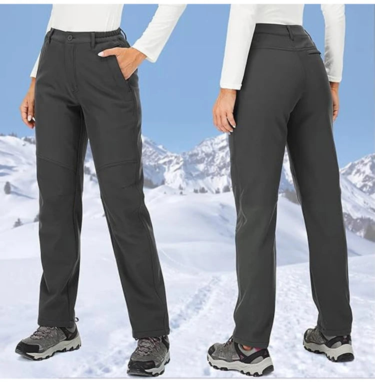 TRVLWEGO Winter Women Camping Hiking Pants Travel Soft Shell Warm Waterproof Fleece Windproof Outdoor Skiing Trekking Trousers
